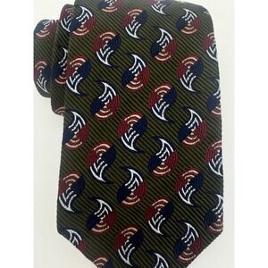 NWOT XMI PLATINUM Woven Handmade Paisley Geometric‎ Print Dark Green Silk Tie